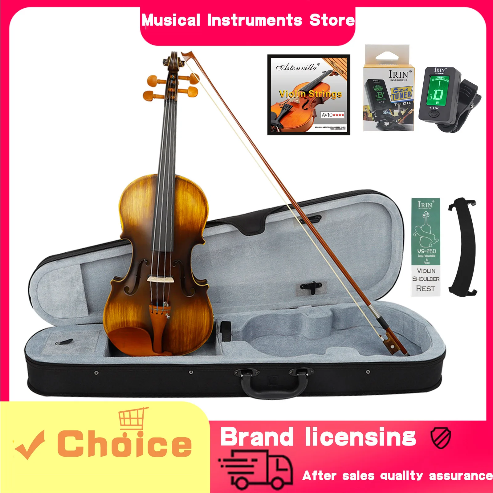 

IRIN 4/4 Acoustic Violin Matte EQ Electric Acoustic Professional Violin Fiddle With Tuner Shouldering Violin For Beginner Set