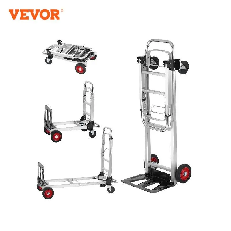 VEVOR Folding Hand Truck Aluminum Heavy Duty Industrial Collapsible Dolly Cart for Transport and Moving in Warehouse Supermarket