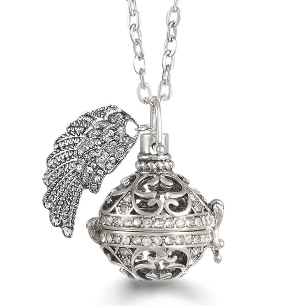 Mexiko Chime Anrufer Engelsflügel Herzform Aromatherapie Anhänger Diffusor Parfüm Medaillon Schwangere Bola Halskette Zubehör Geschenk