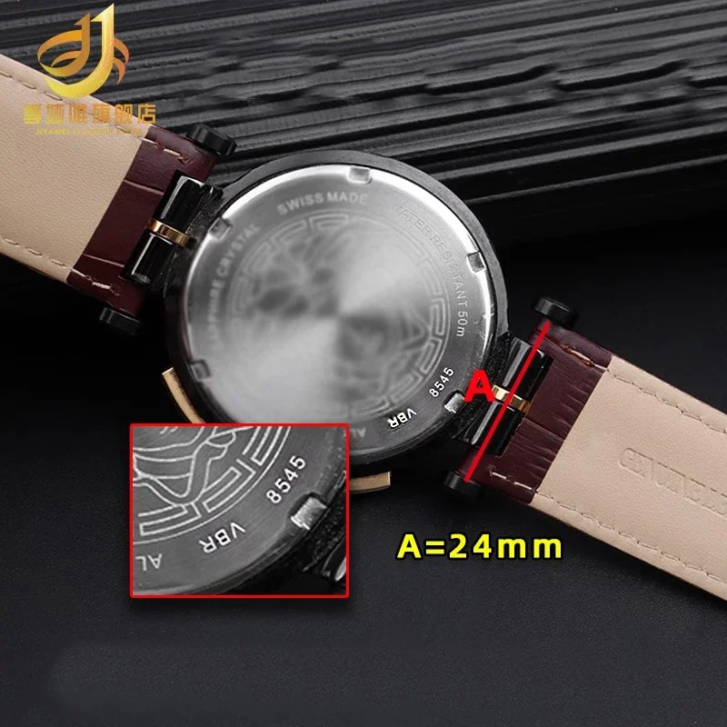 Watch Strap Accessories For Versace Bracelet  VER large dial VERSACE men\'sVBR 8545 Genuine Leather Watchband 24mm