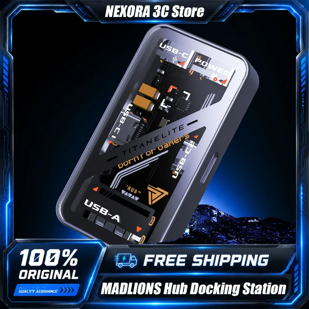 MADLIONS Gaming USB3.0 Hub Docking Station for Magnetic Keyboard 8K Mouse Stable Voltage USB Splitter Interface Converter for PC