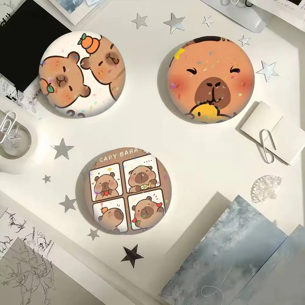 

Cute Chill Capybara Art 25mm 32mm 44mm 58mm 75mm Brooches Badges Pins for Accessories Gift