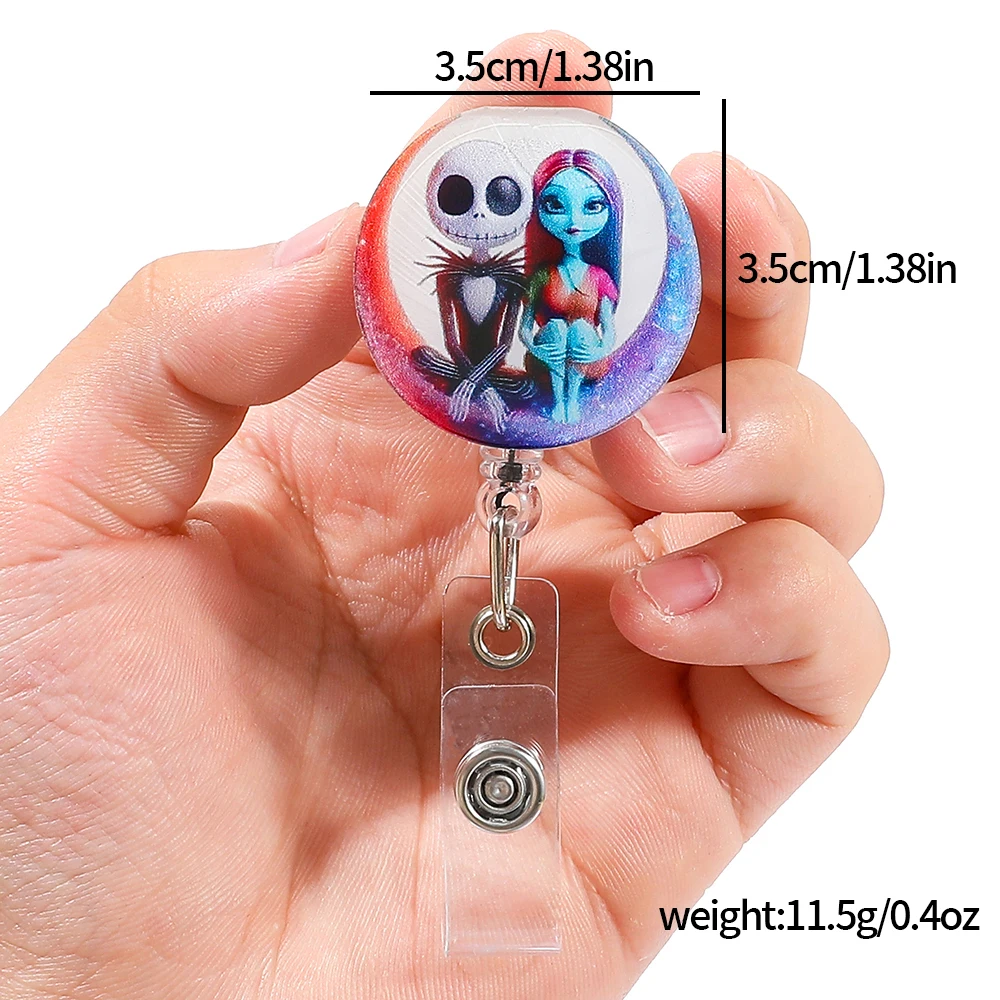Nuevo acrílico Correctable enfermera insignia desplazamiento moda Navidad Horror noche esqueleto Jack pareja ID titular llavero