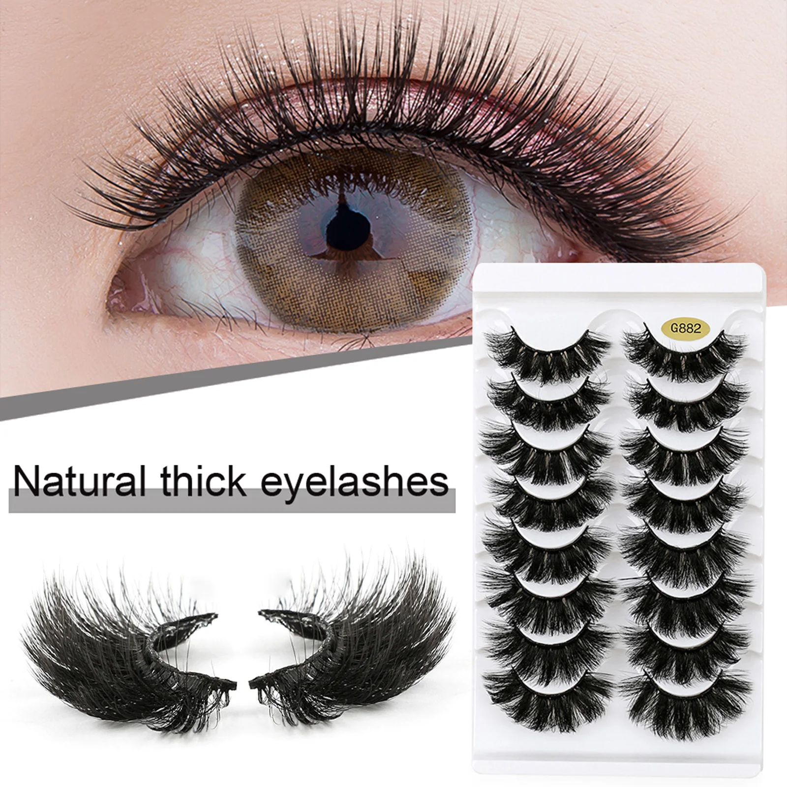 8 Pairs Super Curl False Eyelashes Soft Comfortable No Irritation Charming Lashes for Beauty Blogger Makeup Lover MIAO-US