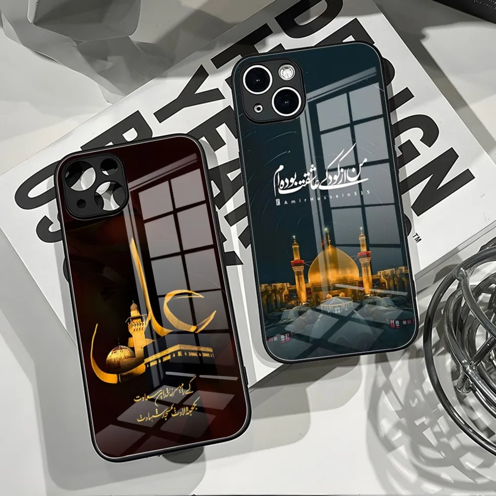 Imam Hussain Shia Ali Phone Case for iPhone 14 Pro Max 15 Pro 12 11 13 Mini X XR XS 8 7 Plus SE Tempered Glass Back Cover