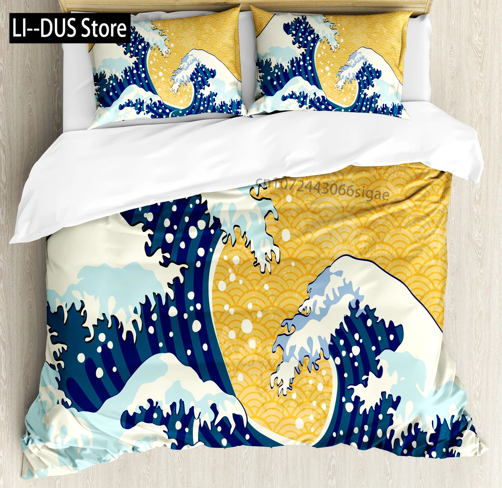 

Japanese Wave Duvet Cover for Boys Girls Comforter Cover Full Size,Surf Water Bedding Set Kids Teen Room Decor Quilt Cover