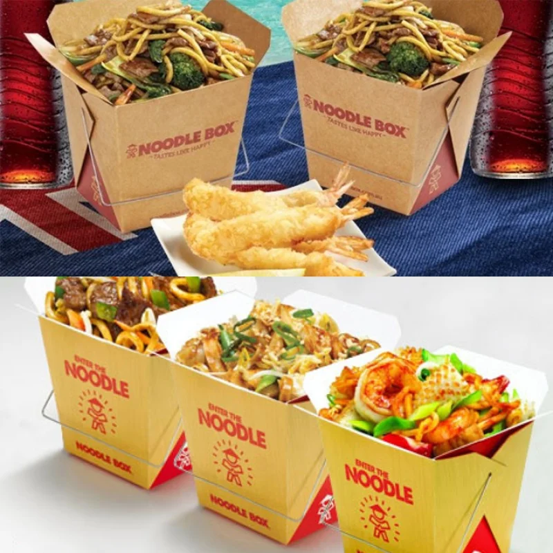 Customized productCustom printed disposable 16oz 26oz 32oz kraft food packaging takeout takeaway container noodle paper