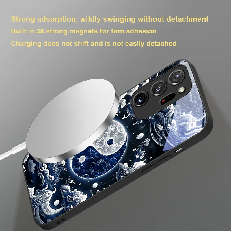 For Samsung S 23 25 24 21 Ultra 22 26 Magnetic Glass Phone Case Black Gold Tai Chi Pattern Exquisite Dust protective cover view 5