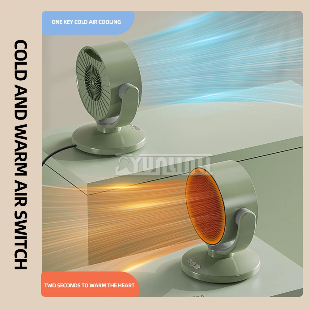 1800W Electric Heater Household Portable Warm Air Blower Heater Cooling and Heating Dual-use Shaking Head