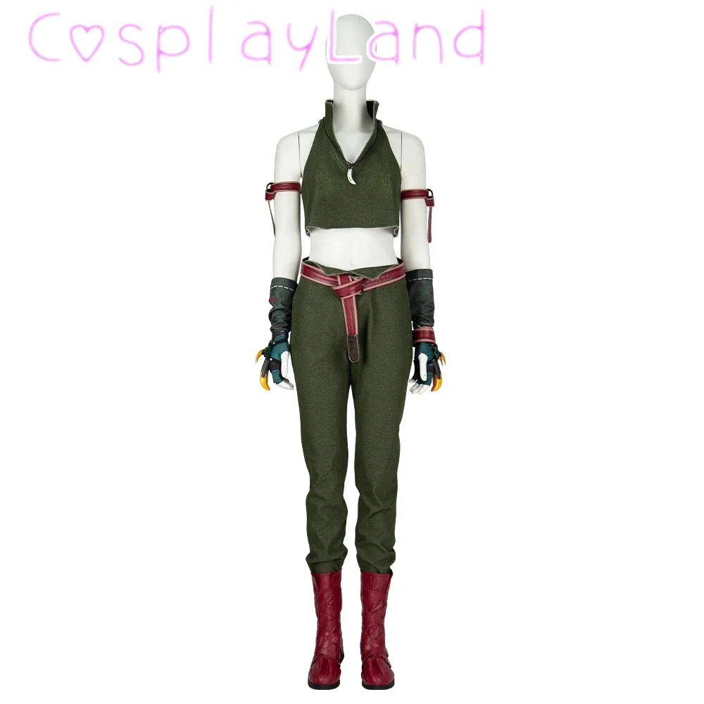 New Sexy Woman Green Tifa Cosplay Costume Top Pants Accessories Outfit Halloween Comic Con FF7 Fancy Suit Comic Con Custom Size