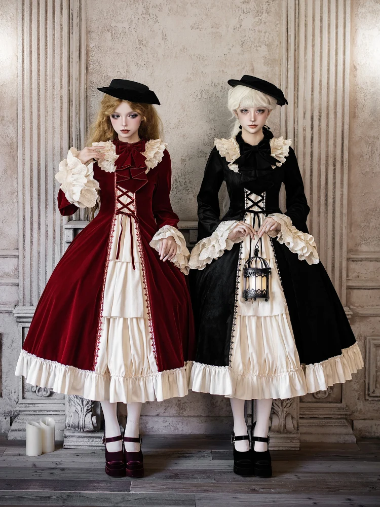 

Оригинальное зимнее платье с длинными рукавами и воротником, на пуговицах, с кружевным подолом, в стиле Ханьфу