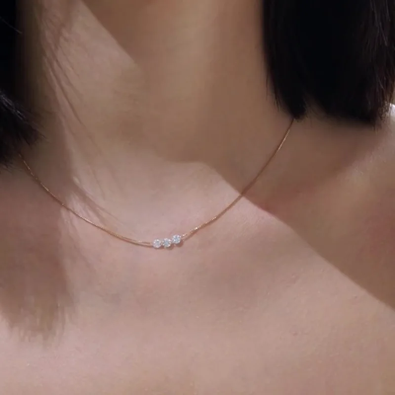 ENSHIR الزركون الربط الذهب والفضة قلادة ملونة للنساء بسيطة سلسلة الترقوة مجوهرات حساسة الهدايا اليومية الزفاف بالجملة #3