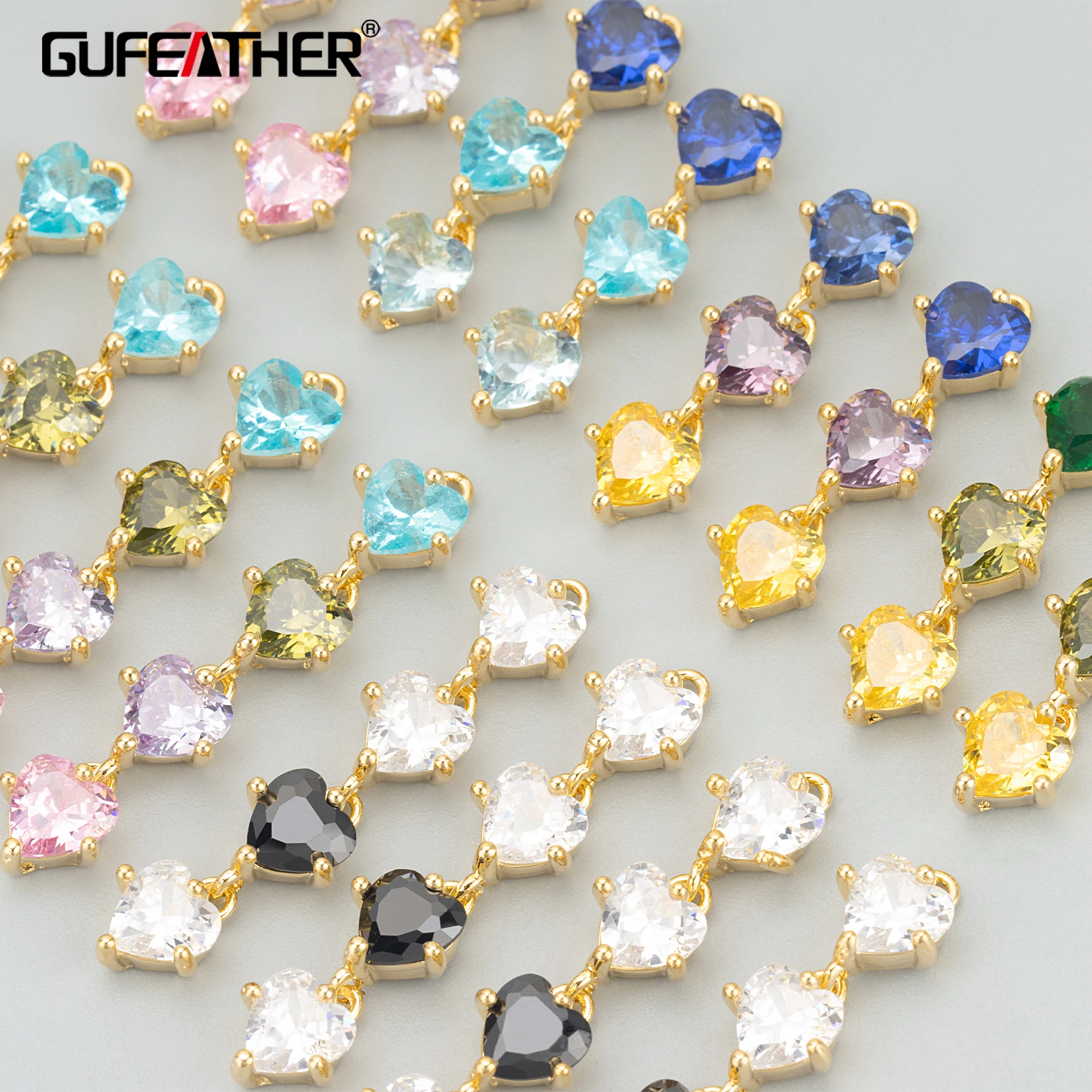 GUFEATHER ME52,jewelry accessories,18k gold plated,copper,nickel free,zircons,charms,diy pendants,jewelry making,6pcs/lot