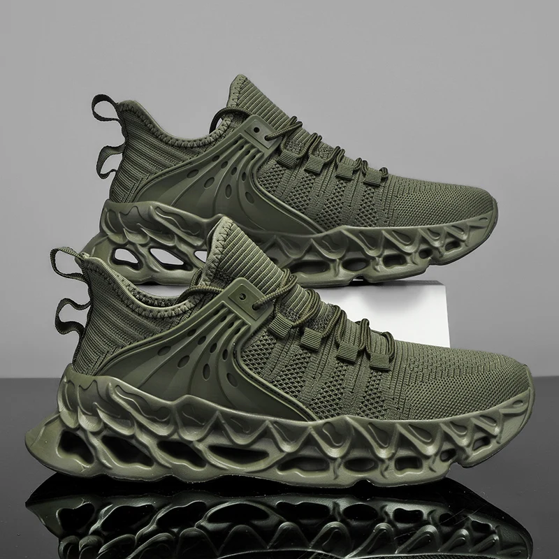 Zapatillas para correr de rebote a la moda para hombre, zapatillas informales transpirables, zapatillas para correr de malla de aire, ligeras y cómodas para exteriores