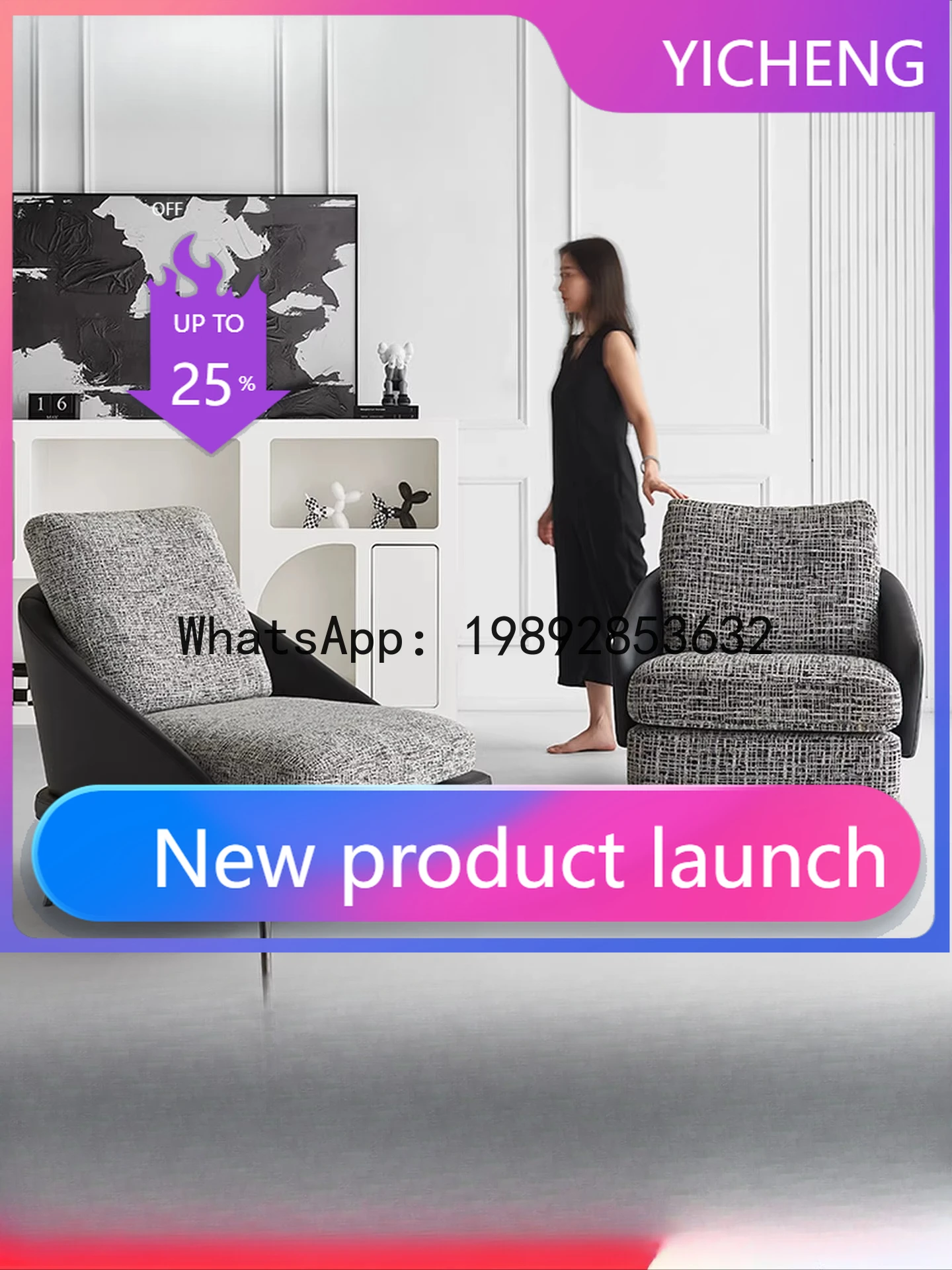 

LYY Single Sofa Chair for Living Room Small Apartment Leather Fabric Leisure Minimalist Fabric Genuine Leather Single Chair