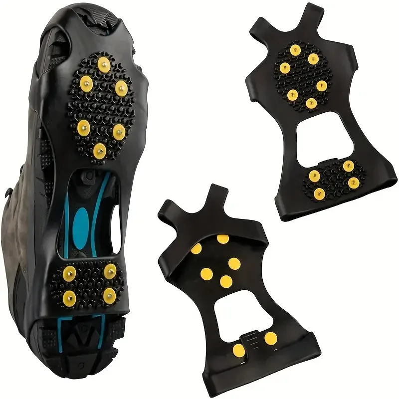 1Pair/2 Pairs Non-slip Shoes Covers, 10-tooth Ice Claws Spikes Crampons For Outdoor Mountaineering Camping Hiking