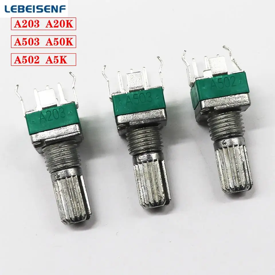 

5pcs/lot sealed 3-pin RK097N single vertical potentiometer A10K A20K A50K A100K-A1M handle 15MM flower