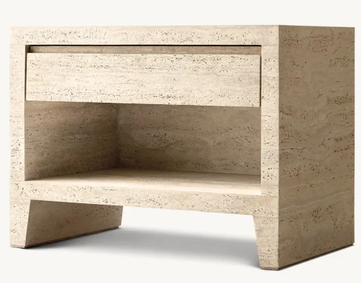 

Luxury Stone Travertine Living Room Bedroom Furniture Side Night Table Bedside Storage Cabinet Nightstand With Drawer