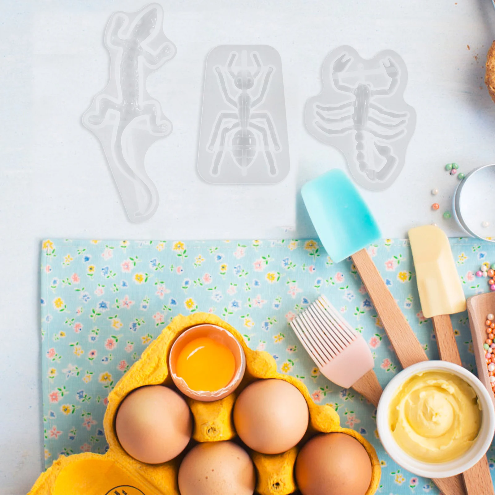 

3 Pcs Insect Silicone Mold Mould Biscuit Animal Candy Molds Fondant Cake Halloween