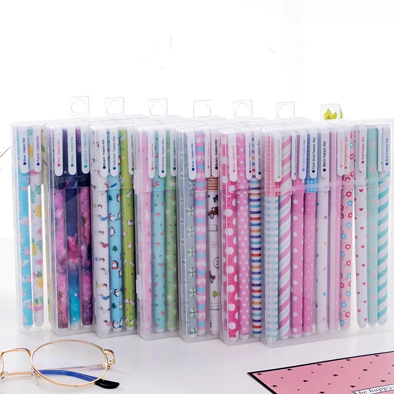 10Pcs/Box Cute Stationery 10 Colour Gel Pen Set 0.5mm Ink Cartoon Animal Unicorn Office Supplies Back to School Christmas Gifts