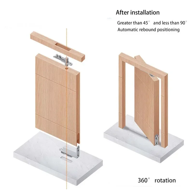 360 Degree Rotation Door Hinge Automatic Return Door Closing Positioning Closer Hidden Hinge Load-bearing 60KG
