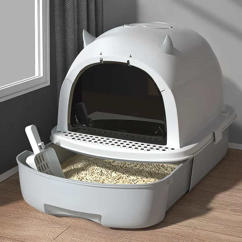 High-Appeal Cat Litter Box Convenient Drawer Design with Removable Top Fully Enclosed Toilet Anti-Splash Features for Cats