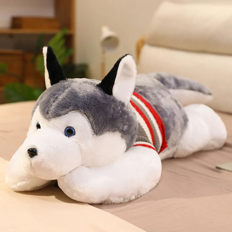 Giant Kawaii Husky Dog Plush Toy Soft Stuffed Long Animal Pillow Cartoon Puppy Doll Sleeping Cushion Home Decor Kids Gift