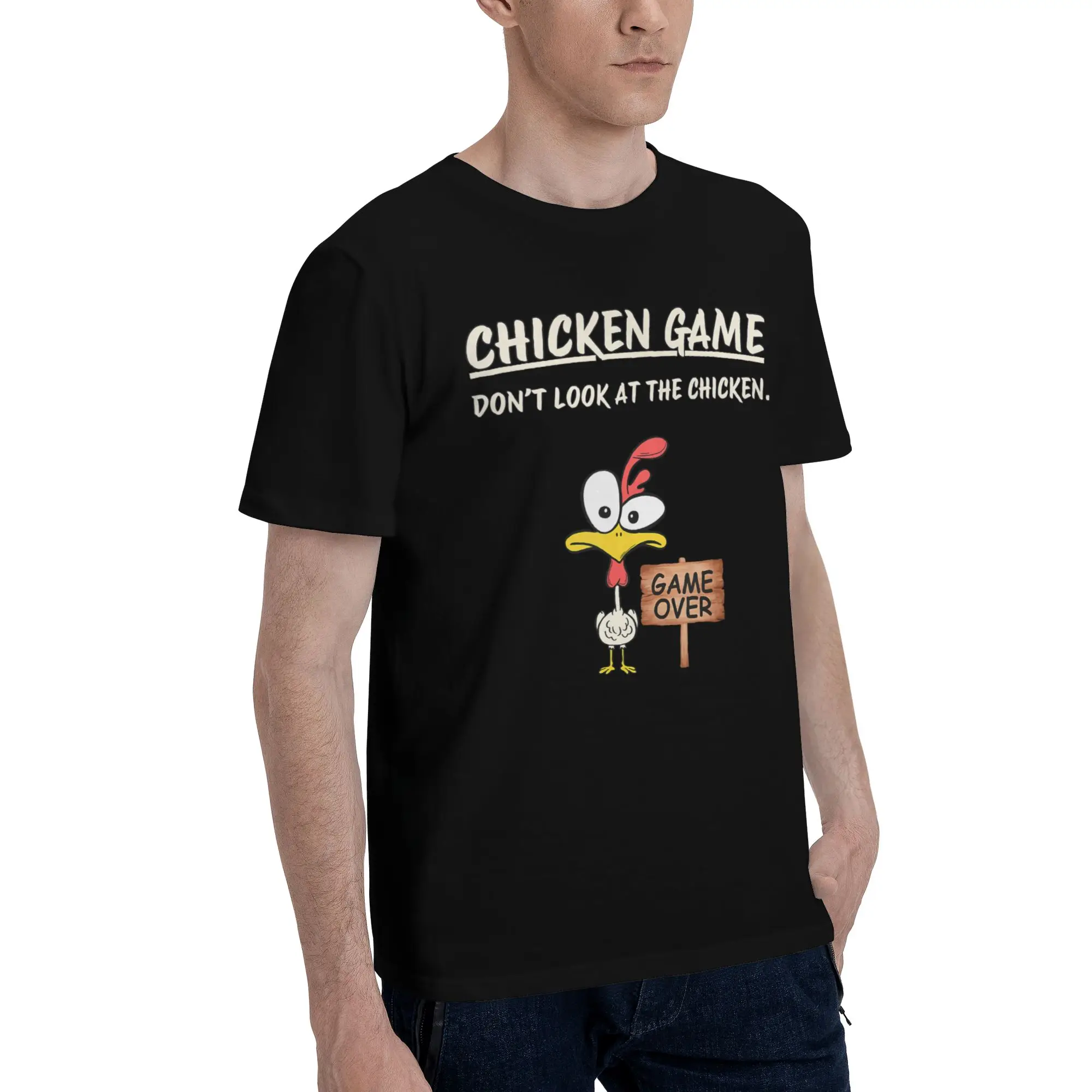 Summer Chicken Game Dont Look At The Chicken T Shirt for Men Women  100% Cotton Tee Shirt Short Sleeve Clothing