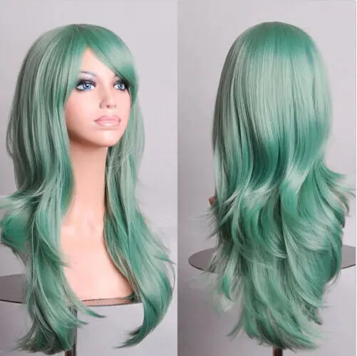 Lady Fashion 70cm Long Curly Wigs Cosplay Costume Anime Hair Full Wavy Party Wig