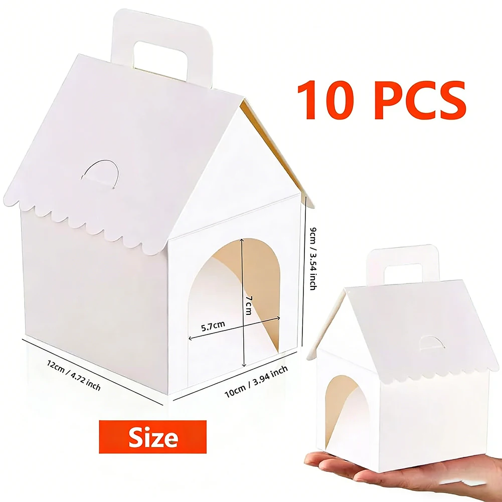 Dog House Pattern Party Favor Boxes Pack of 10 for Treats Snacks or Small Items at Birthday Celebrations and Events