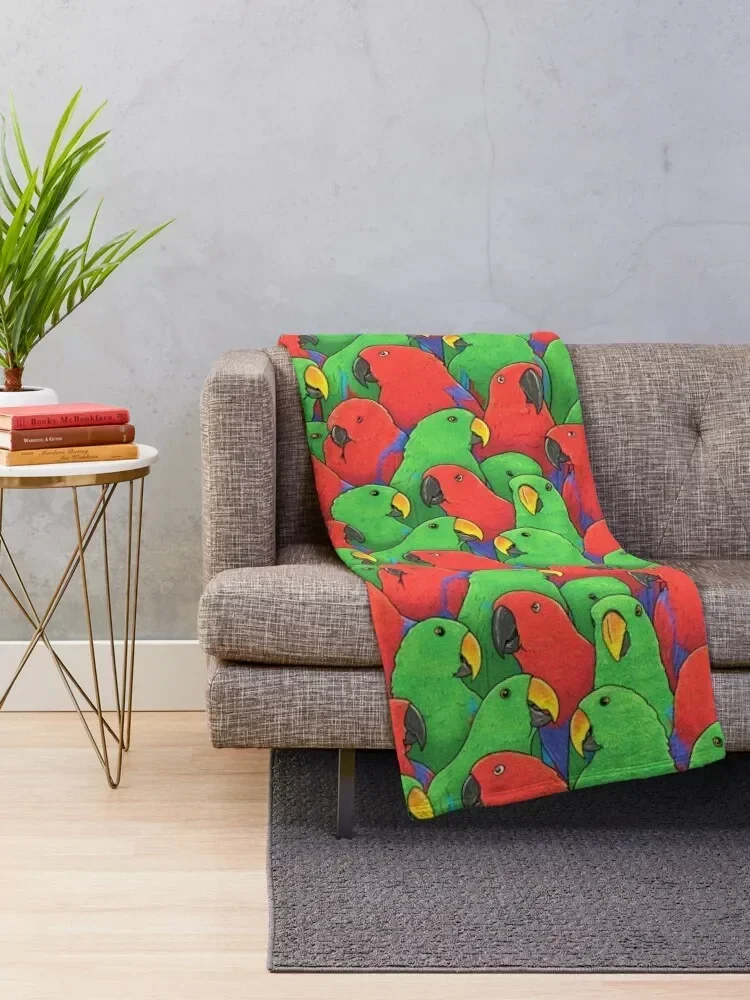 Male and Female Eclectus Parrots Throw Blanket Multi-Purpose Summer Moving Blankets