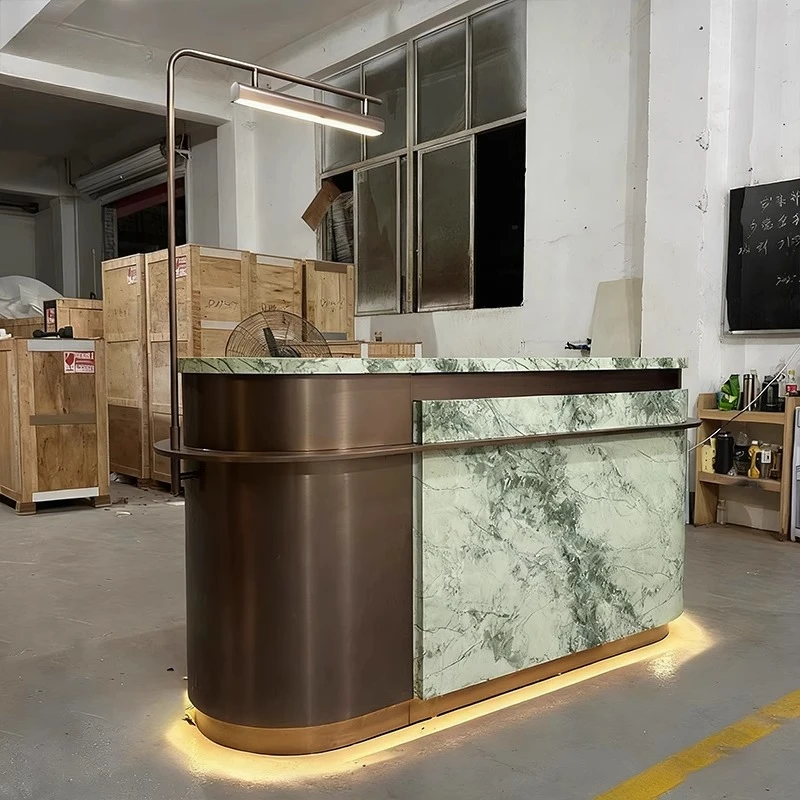 Modern Shelves Reception Desks Luxury Industrial Wood Hotel Reception Desks Organizers European Scrivania Commercial Furniture