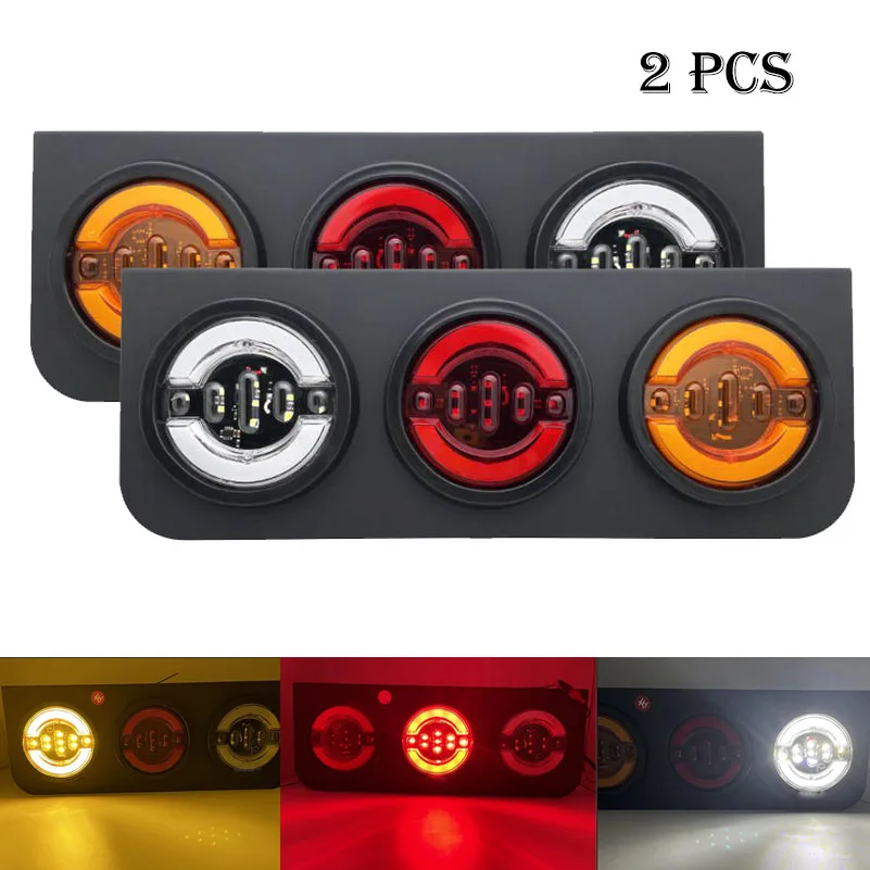 New Waterproof Flow Steering Turn Signal Lamp Car LED Tail Light Rear Lamps Pair Boat Trailer 24V Rear Parts For Trailer Truck