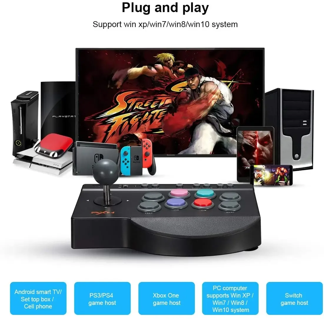 

PXN Joystick PC Controller for PS4/PS3/Switch/Android/Xbox One/Series Arcade Fighting Game Fight Stick USB Street Fighter