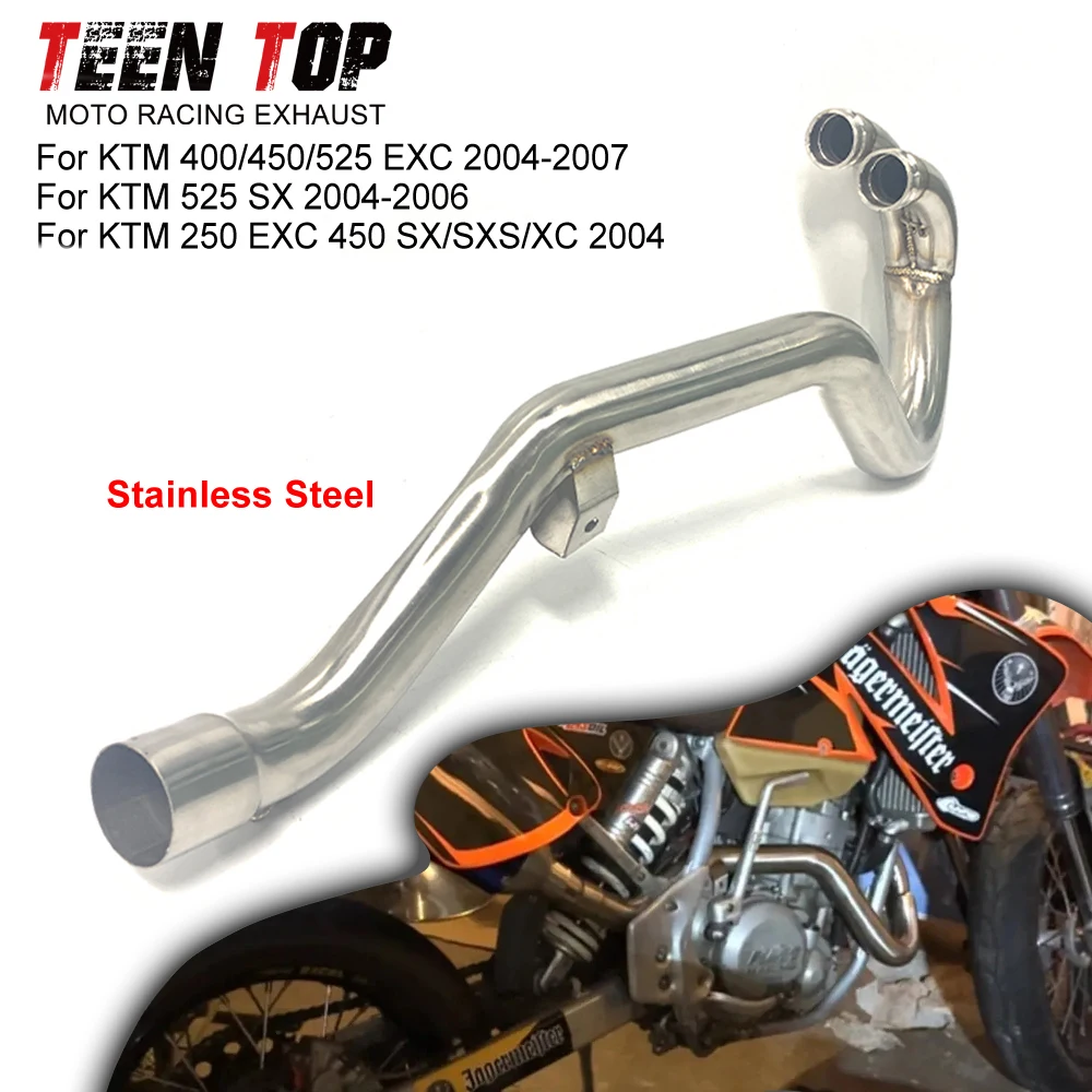 Motorcycle Exhaust Elbow For KTM 250/400/450 EXC 450 SX/SXS/XC Offroad Bike Exhaust Stainless Connect Tube 525 EXC 2004-2007