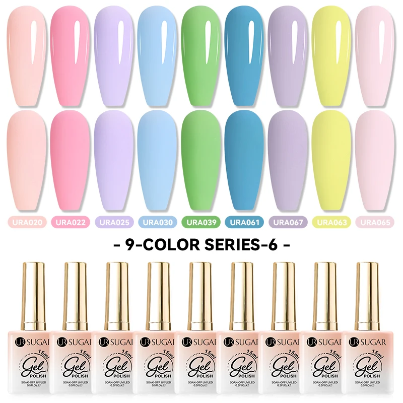 UR SUIKER 15 ml Gel Nagellak Set 9 Stuks Naakt Roze Rood Glitter Semi Permanente UV Gel Polish Kits Alle voor Manicure Losweken Vernis