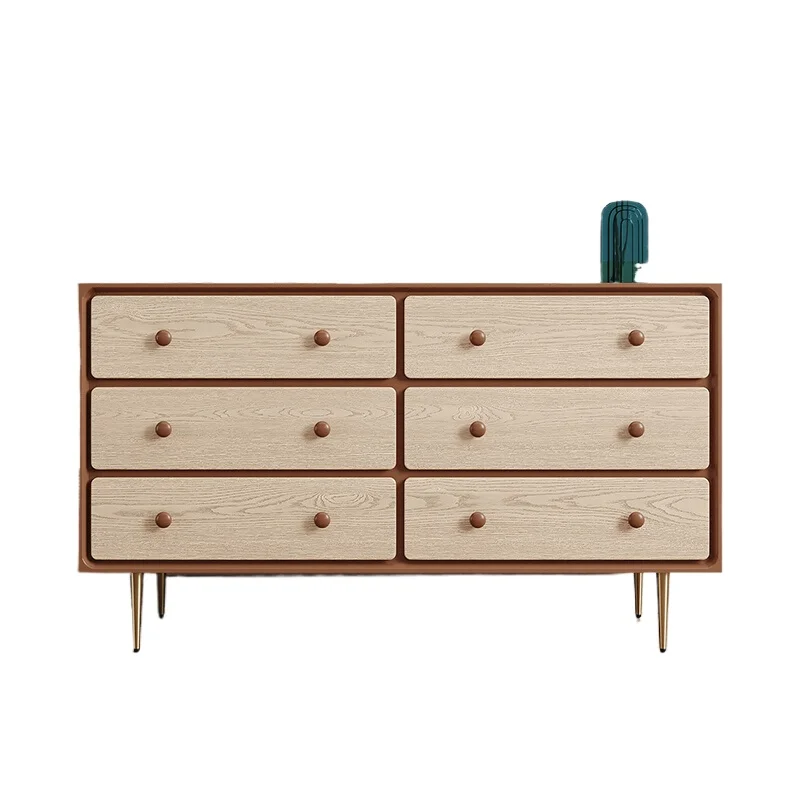 

Medieval style six-chest cabinet bedroom TV solid wood bed tail Nordic retro wind cabinet chest of drawers