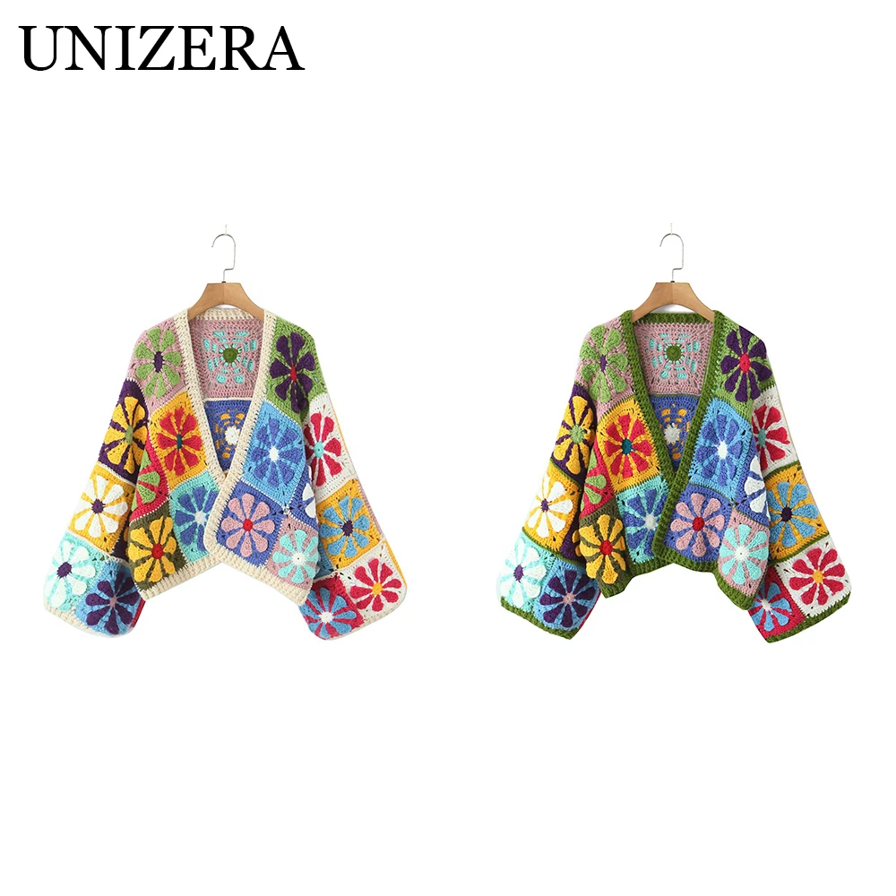 

Simia Wind Heavy Industry Grandmother Grid Hook Flower Hollow Lazy Sweater Versatile Knitwear Coat