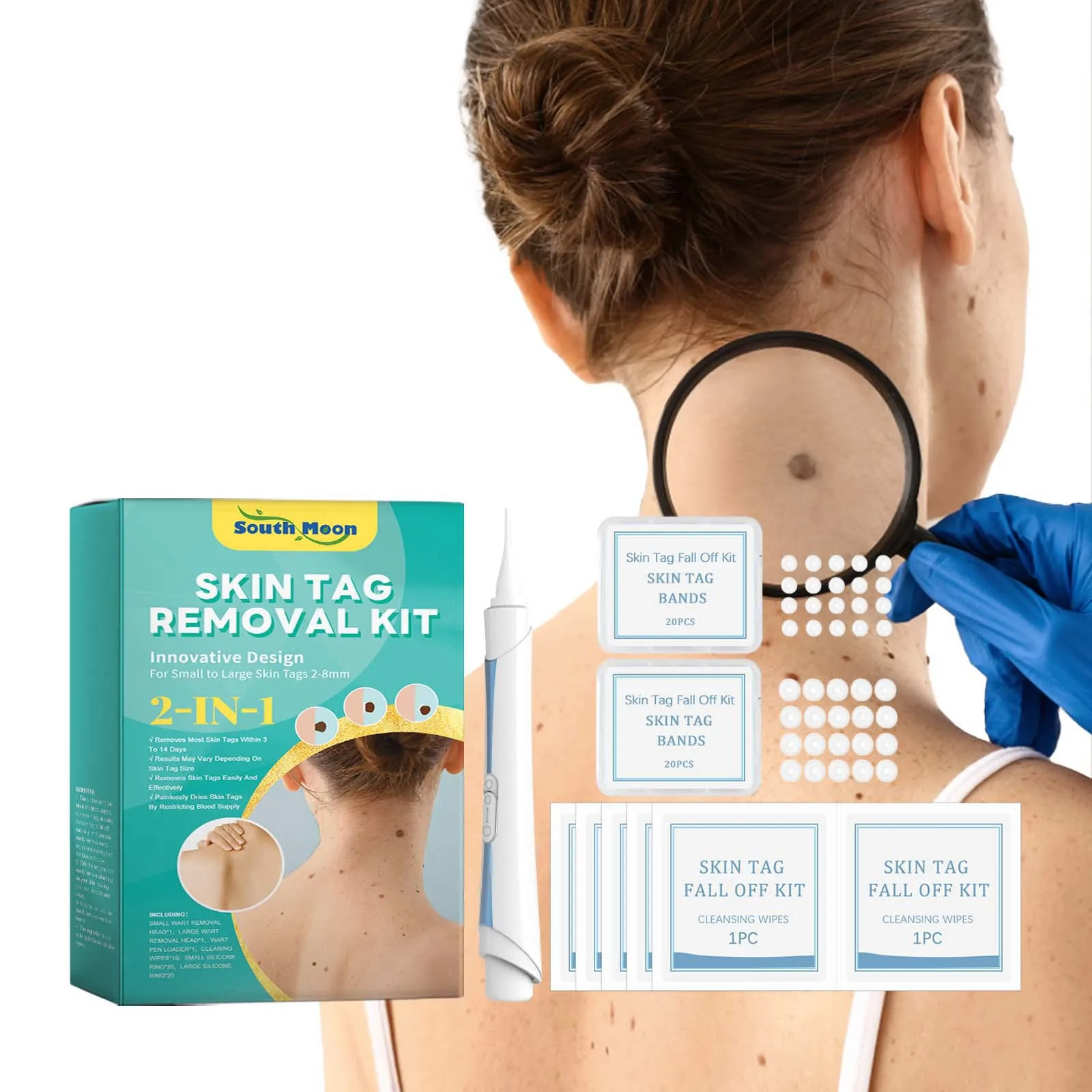 

Простой набор для удаления бородавок 2-в-1, безболезненная этикетка для кожи, быстрая и эффективная набор для ухода за кожей с микроэтикеткой 2–4 мм