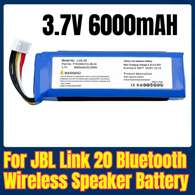 

3.7V 6000mAH Battery for JBL Link 20 Bluetooth Wireless Speaker