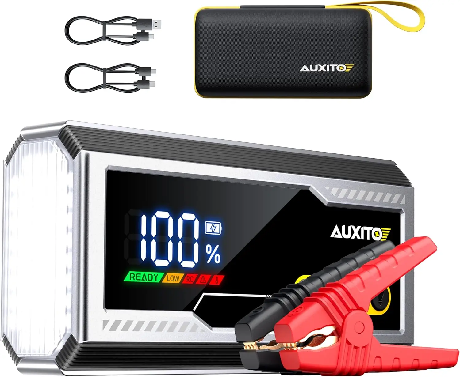 

6000A Jump Starter for Cars, 12V Portable Battery Booster with LED Display & Flashlight, Fits Gas and Diesel Engines