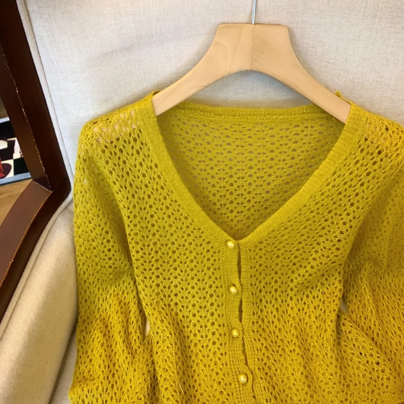 

Sweaters Jumpers Cardigans Womens Cardigan Violets Twisted Yarn All-Match Knit Regular Cut Art Western French Style Streetwear