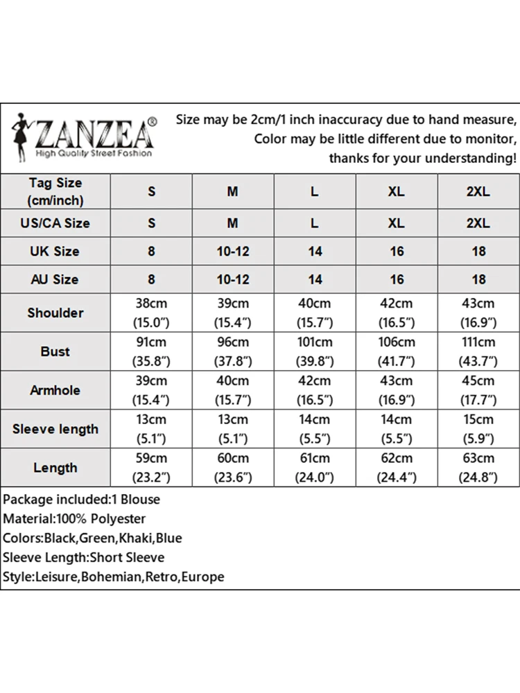 ZANZEA 2024 Summer Women V Neck Short Sleeve Blouse Bohemian Holiday Shirt Female Stylish Tunic Tops Casual Party Beach Blusas