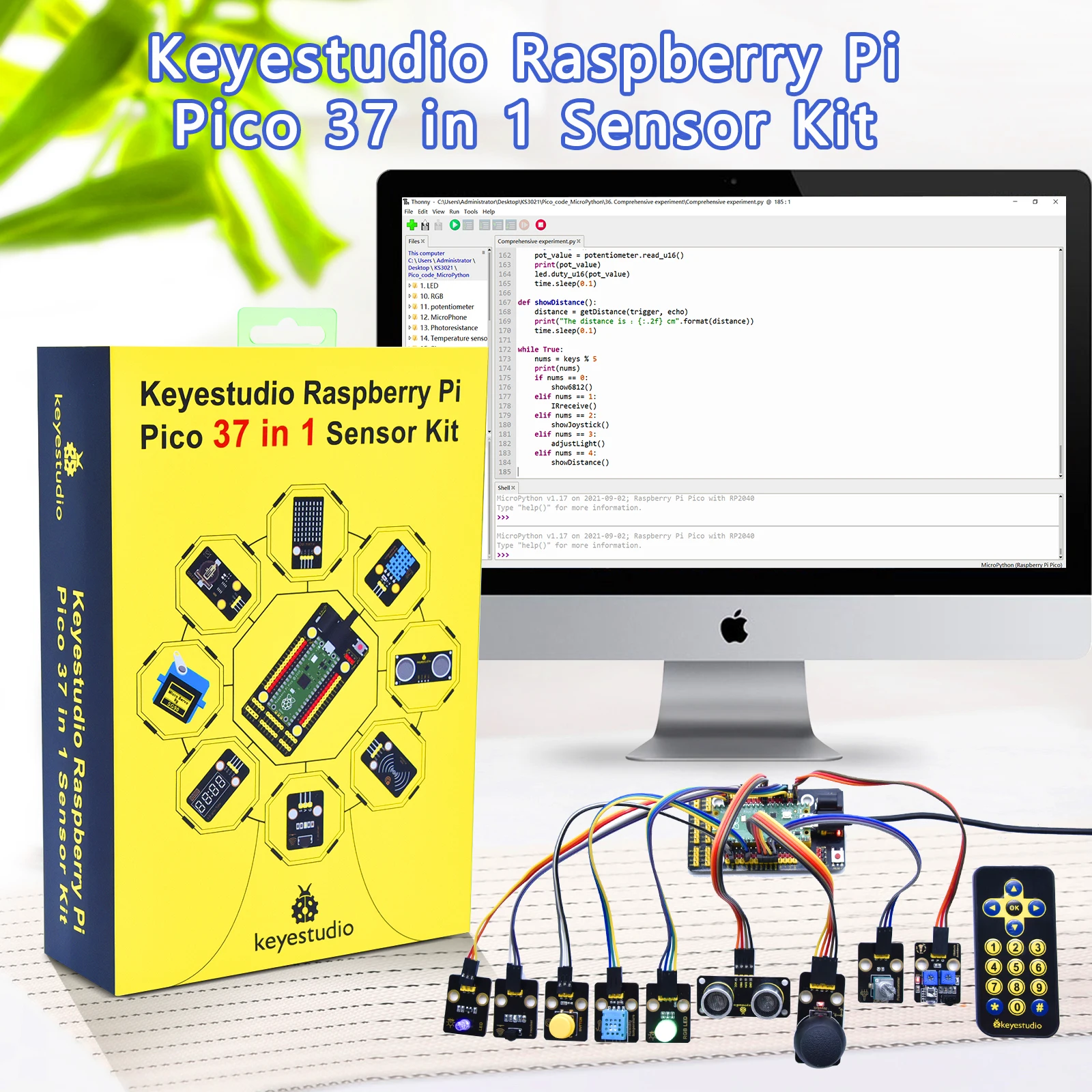 Keyestudio-Raspberry Pi Pico Sensor Kit ، برمجة بيثون إلكترونية ، كتل ليغو متوافقة ، 42 في 1 ، 37 في 1 ، 24 في 1