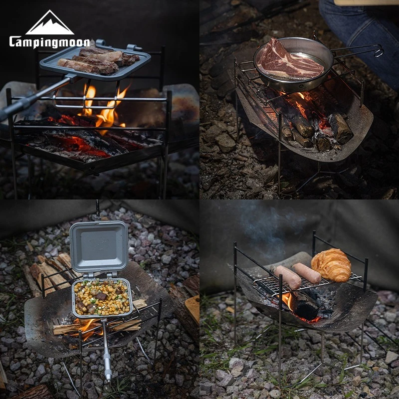 Campingmoon Outdoor Portable Folding Garden Stainless Steel BBQ Grill Camping Portable foldable outdoor camping BBQ Grill 3