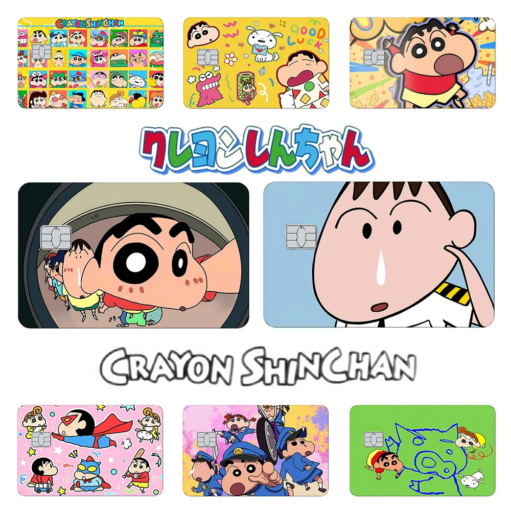 Kawaii Crayon Shin-Chan Small Chip Credit Card Thin Film Skin Suitable For Debit Card Cartoon Waterproof Decorative Sticker Gift