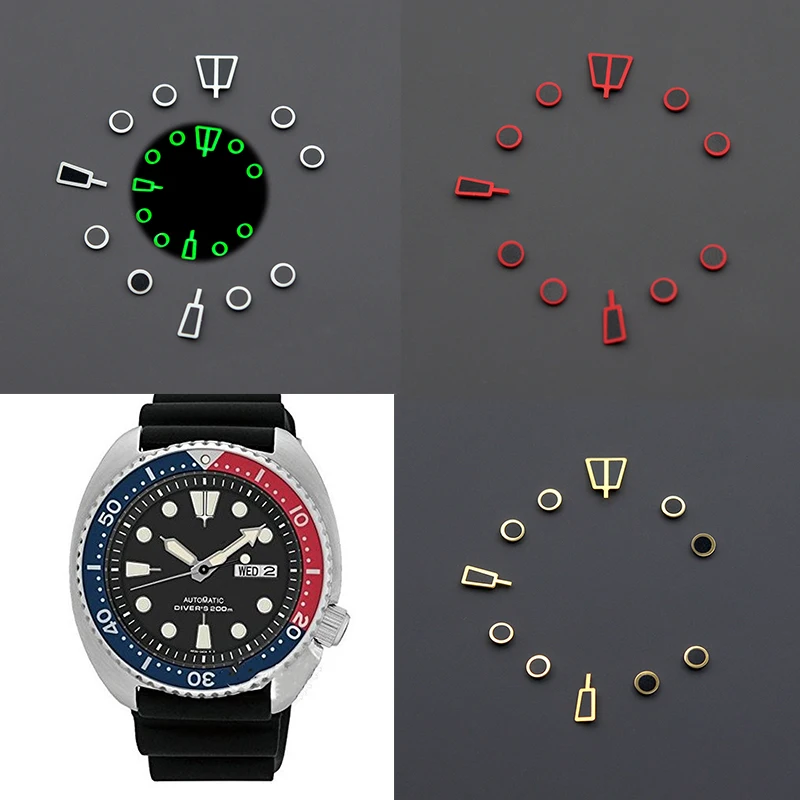 Watch Dial Hour Indices Markers Green Luminous For SKX007 SKX009 Men's Watch Dial Accessories Aftermarket Replacements Parts