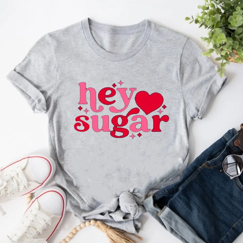 Funny Valentine's Day Shirt Hey Sugar Pie cotton Tee Valentine's Shirt for Women Valentines Sweatshirt Sweet Love Gift
