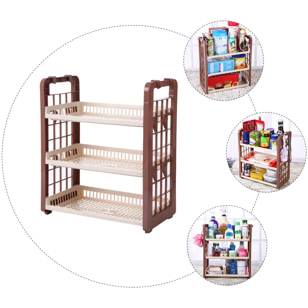 

Three Layer Kitchen Storage Rack Plastic Bathroom Shelf Toiletry St Waterproof Multifunction Household Balcony Study