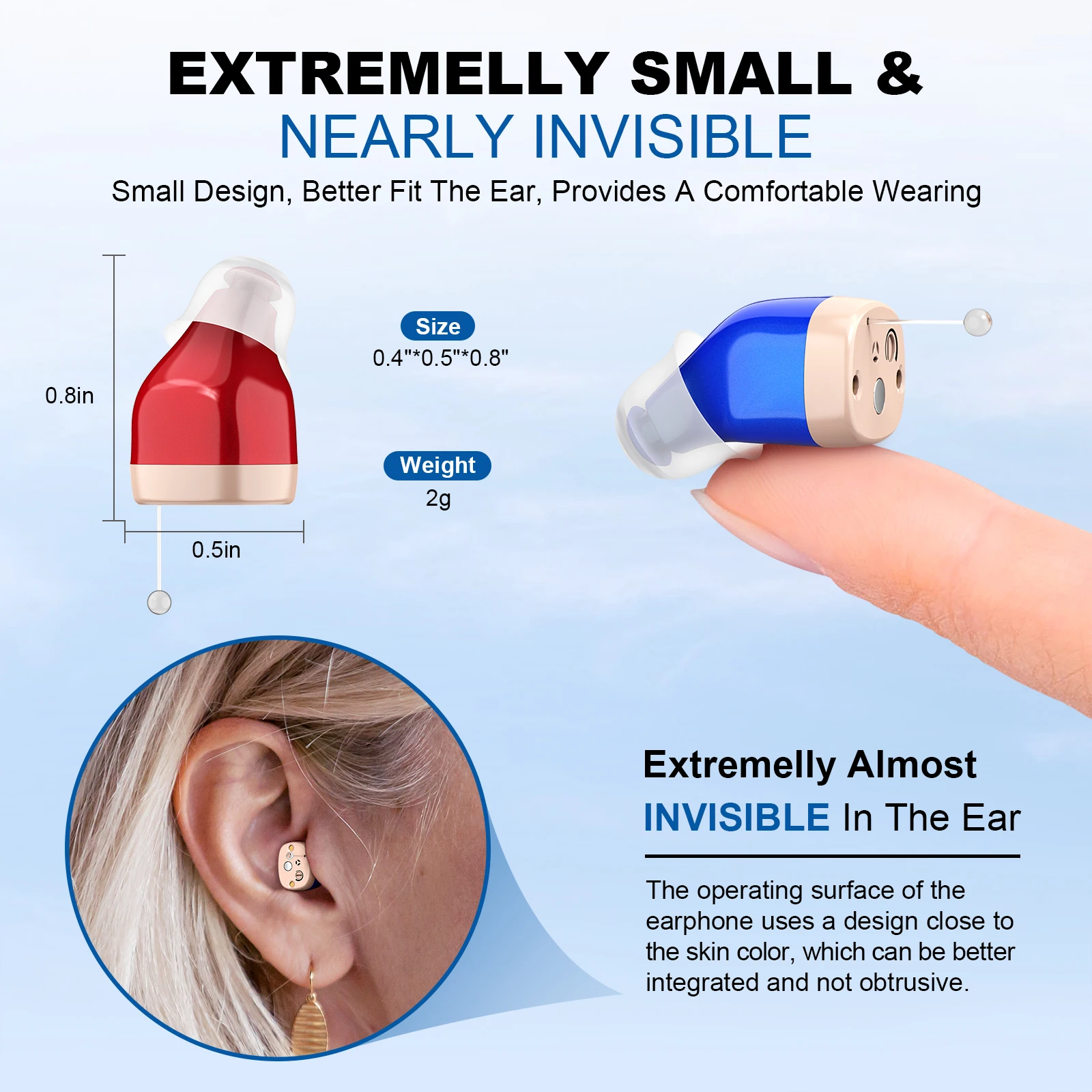 Rechargeable Adjustable new ITE Hearing Earphone Device Noise Reduction Ear Sound Amplifier For The Deaf Seniors